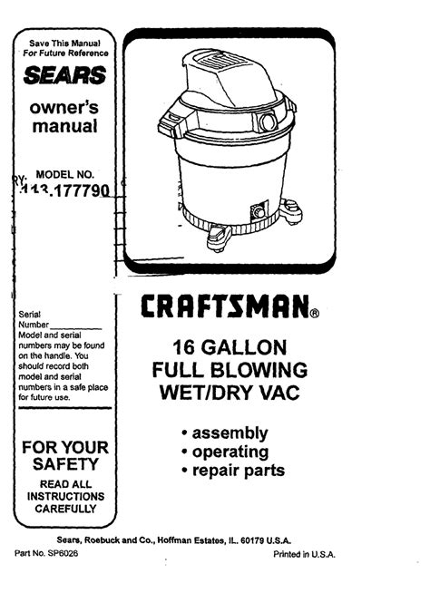 Craftsman 113.177611 Manual pdf manual